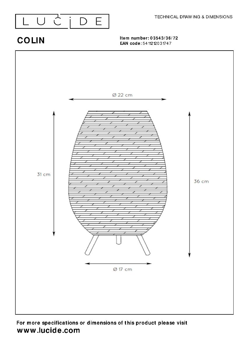Настольная лампа Lucide Colin 03543/36/72 в #REGION_NAME_DECLINE_PP#