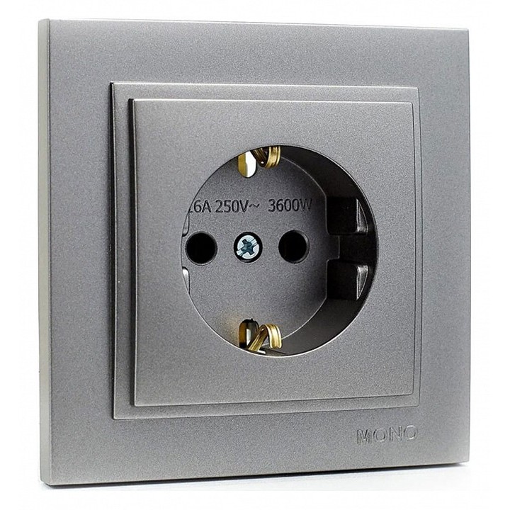 Розетка с заземлением Mono Electric Despina 16A 250В антрацит 102-242421-117 в Санкт-Петербурге