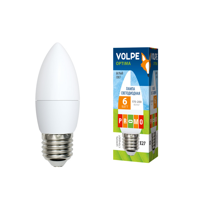 Лампа светодиодная (UL-00001067) Volpe E27 6W 4000K матовая LED-C37-6W/NW/E27/FR/O в Санкт-Петербурге