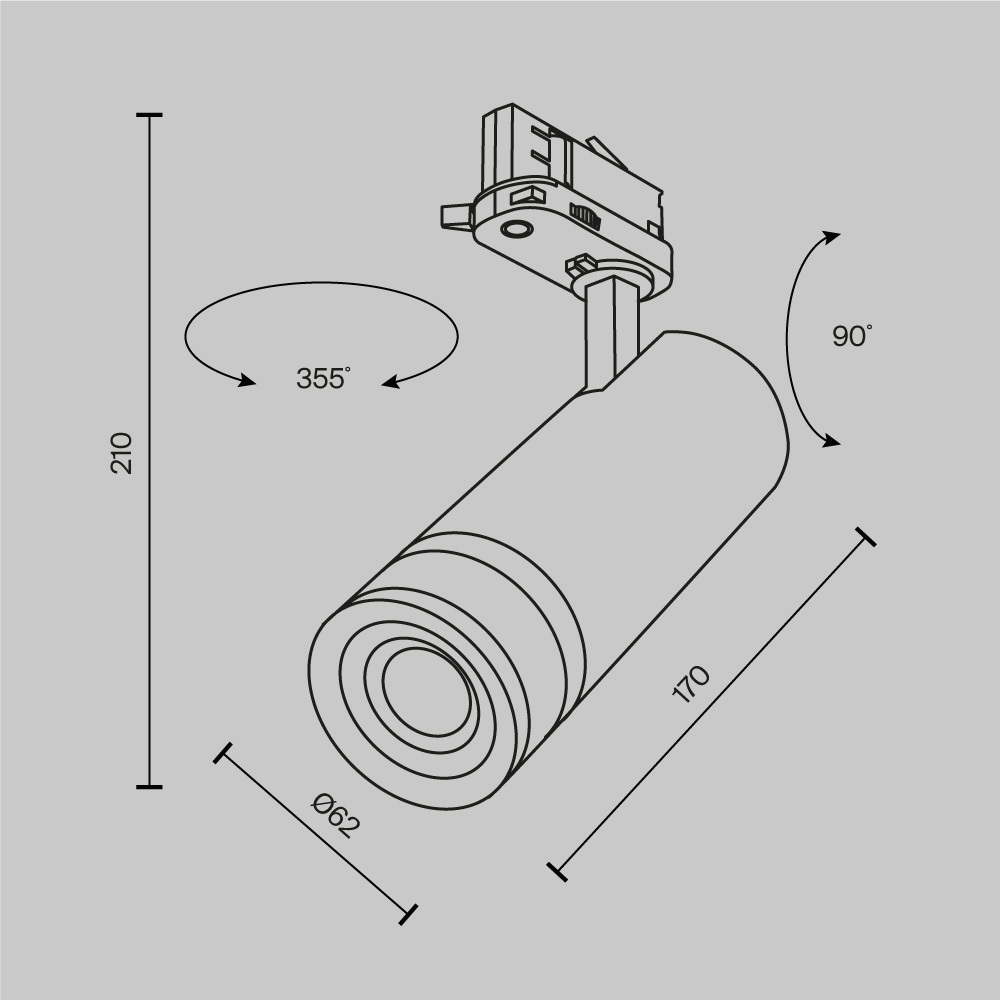 Трековый трехфазный светильник Maytoni Focus Zoom TR198-3-20W4K-Z-B в Санкт-Петербурге