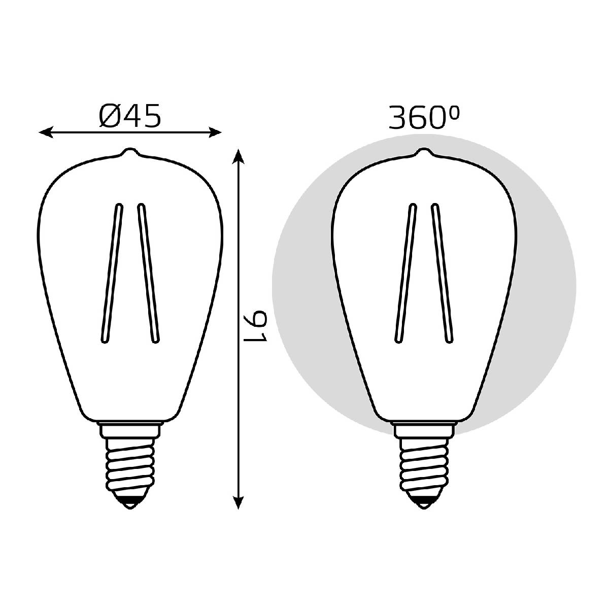 Лампа светодиодная филаментная Gauss E14 4,5W 2700K прозрачная 1141115 в Санкт-Петербурге