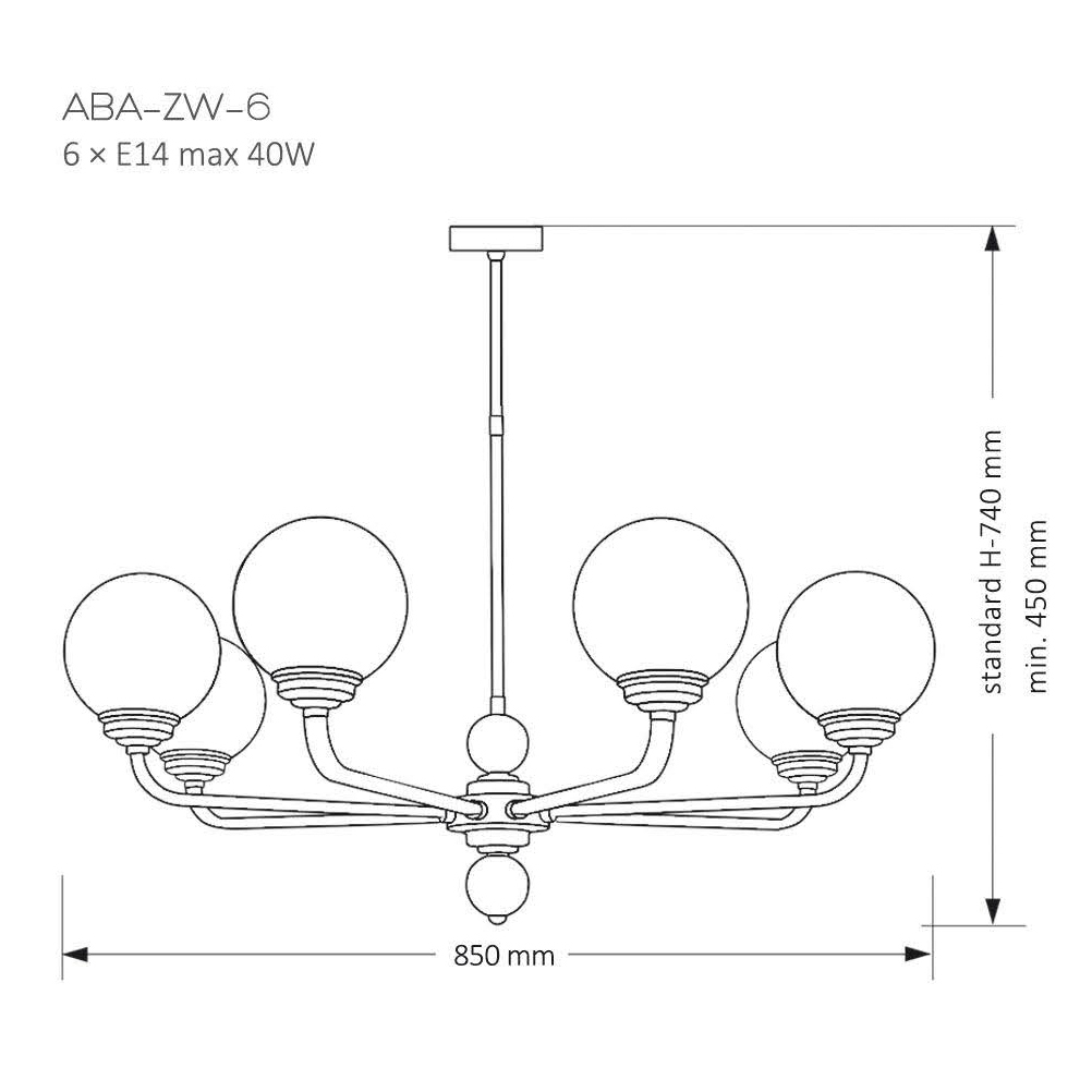 Люстра на штанге Kutek Mood Abano ABA-ZW-6(N) в Санкт-Петербурге