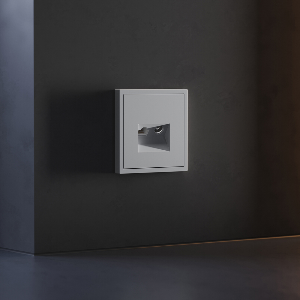 Накладка для розетки TV+RJ45 кат. 6 Voltum S70 (серый) VLS002716 в Санкт-Петербурге