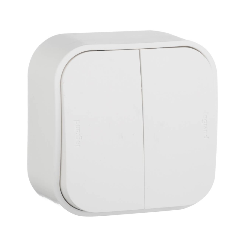 Переключатель двухклавишный на 2 направления Legrand Quteo 10A 250V белый 782206 в Санкт-Петербурге