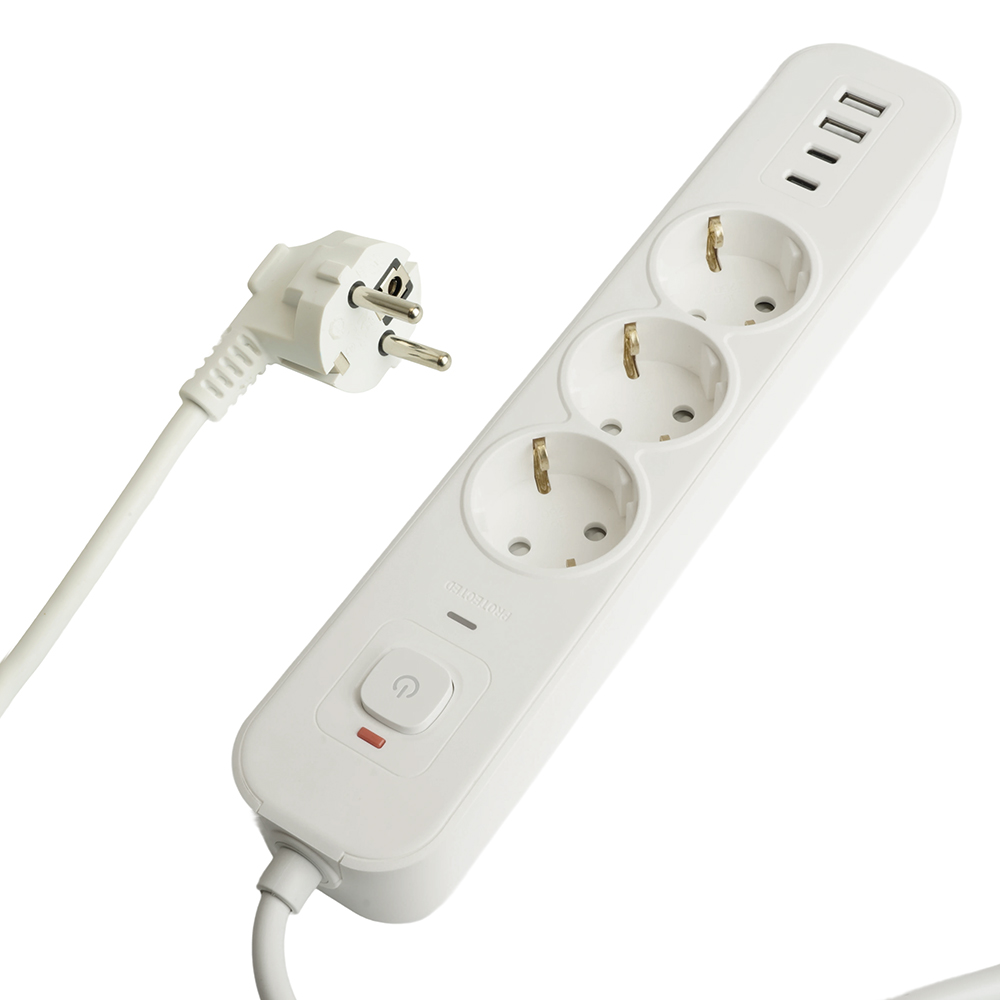 Сетевой фильтр 3-местный с/з и 2 USB-A+2 Type-C Stekker Nova HM21-31-02 50099 в #REGION_NAME_DECLINE_PP#
