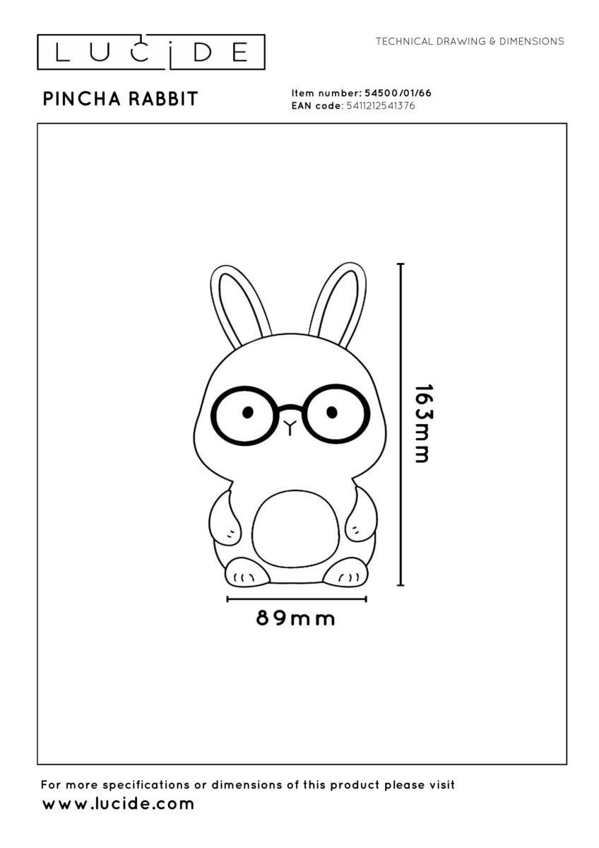 Настольная лампа Lucide Pincha Rabbit 54500/01/66 в Санкт-Петербурге
