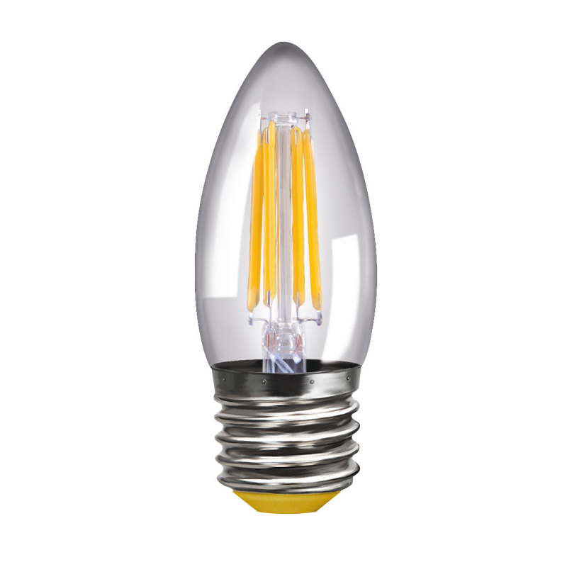 Лампа светодиодная филаментная Voltega E27 4W 2800К свеча прозрачная VG1-C1E27warm4W-F 4669 в Санкт-Петербурге