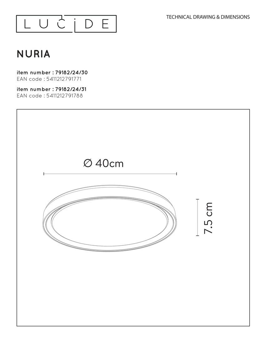 Потолочный светильник Lucide Nuria 79182/24/31 в Санкт-Петербурге