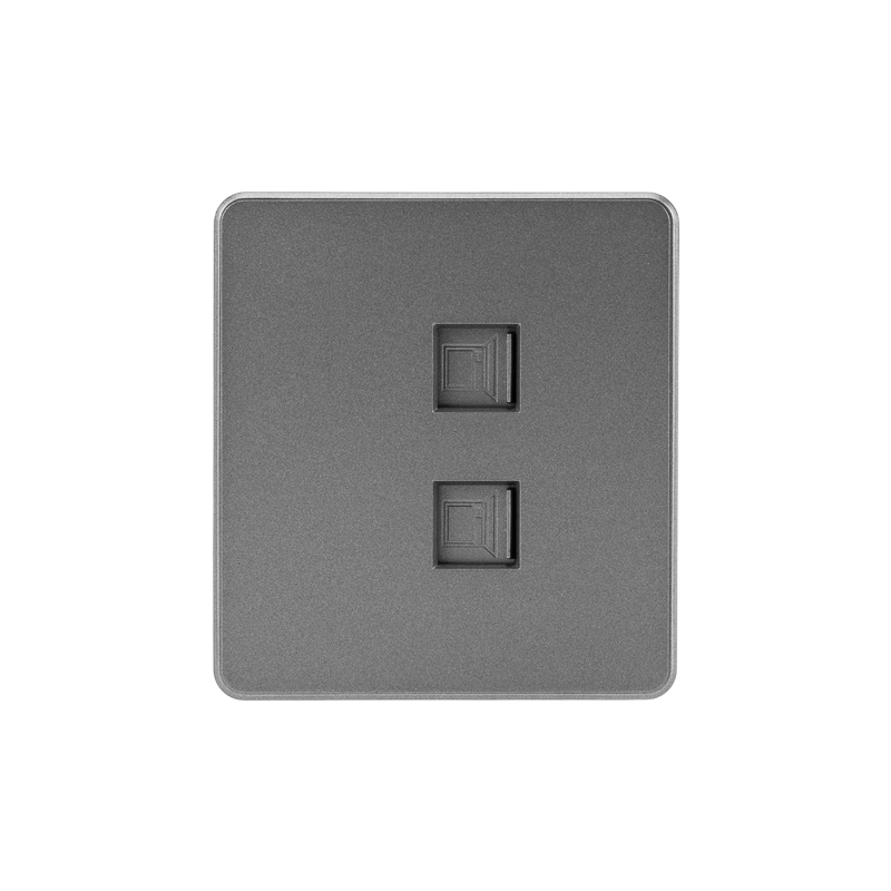 Розетка ROUND компьютерная двойная RJ45+RJ45 кат6 с/у титан KRANZ KR-78-0725-2 в #REGION_NAME_DECLINE_PP#