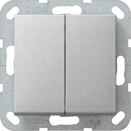 Переключатель кнопочный двухклавишный перекрестный Gira System 55 10A 250V алюминий 012826 в Санкт-Петербурге