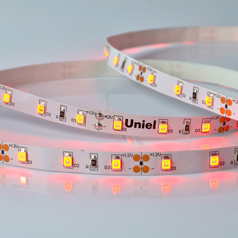 Светодиодная лента Uniel ULS-M11-2835-60LED/m-8mm-IP20-DC12V-4,8W/m-5M-RED PROFI катушка в герметичной упаковке в Санкт-Петербурге