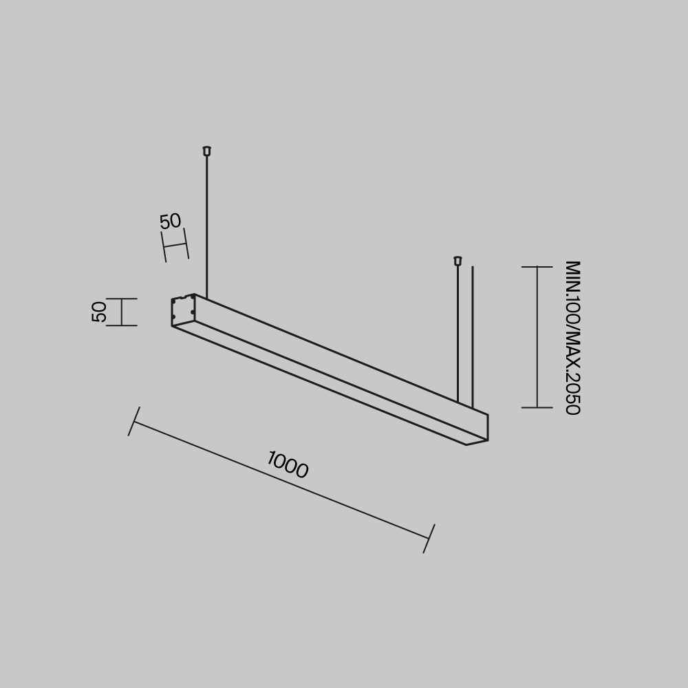 Линейный подвесной светильник Maytoni Technical 3000K 50x50 (Черный, 1 м) LL312027 в Санкт-Петербурге