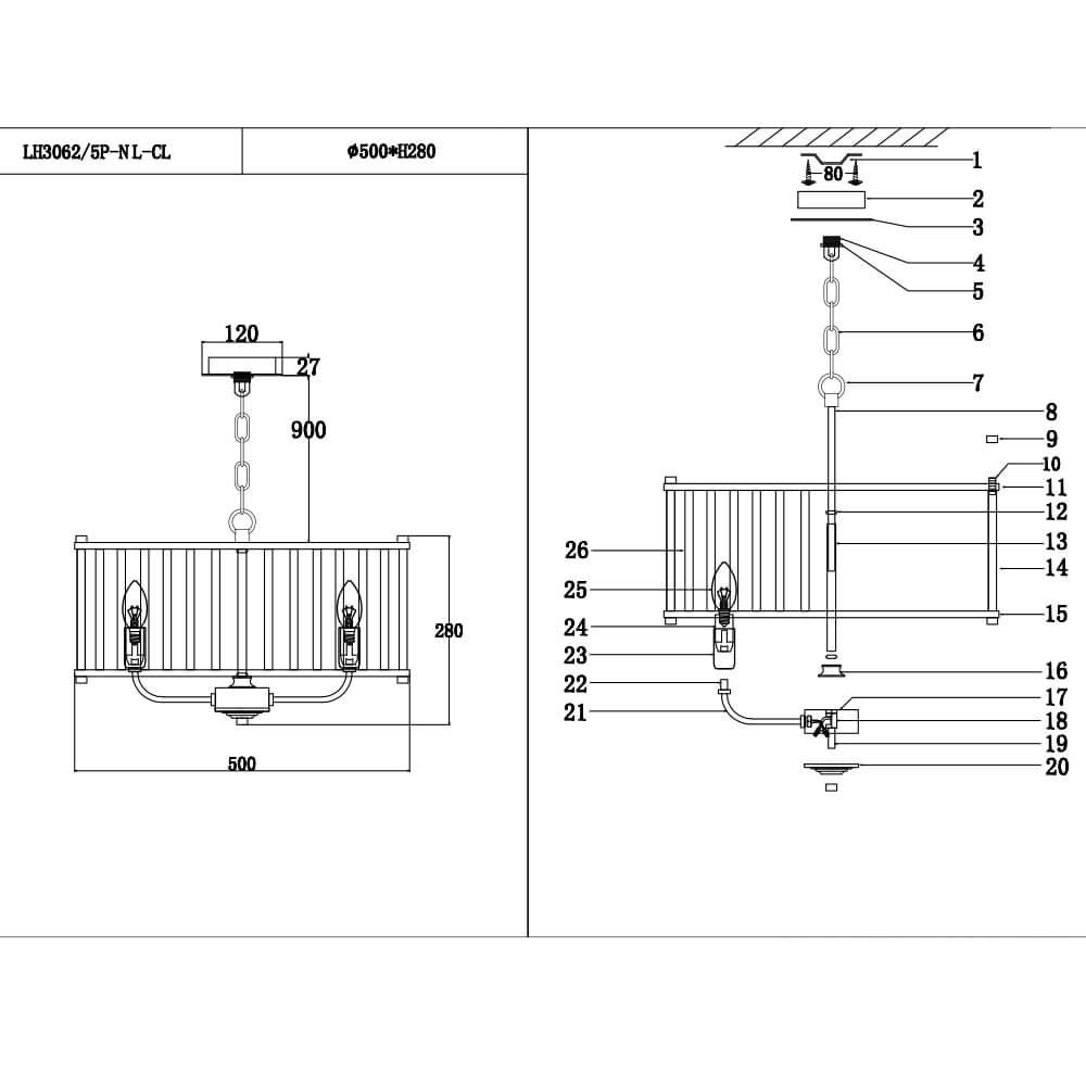 Подвесная люстра Lumien Hall Lenora LH3062/5P-NL-CL в Санкт-Петербурге