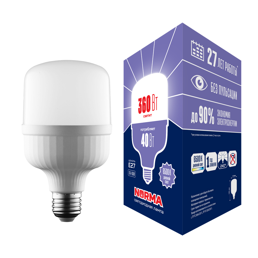 Лампа светодиодная Volpe Norma LED-M80-40W/6500K/E27/FR/NR UL-00006790 в Санкт-Петербурге
