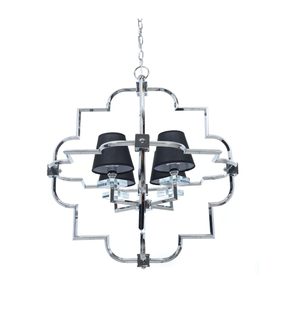 Подвесная люстра с абажуром из ткани Lumina Deco Baltimore LDP 8020-4 CHR+BK в Санкт-Петербурге