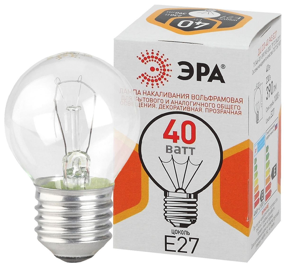 Лампа накаливания Эра E27 40W ДШ 40-230-E27-CL Б0039137 в Санкт-Петербурге