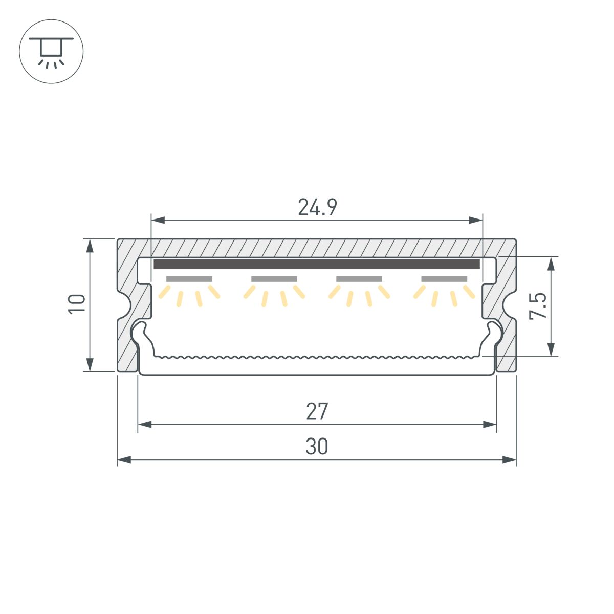 Профиль Arlight LINE-3010-2000 ANOD (Алюминий) 061543 в Санкт-Петербурге