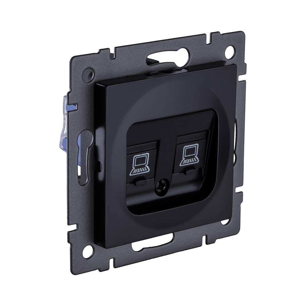 Розетка двойная Ethernet RJ45 Cat.6, черный Kollinger REA-019BK для Aspekt, Eleganz, Reflex в #REGION_NAME_DECLINE_PP#