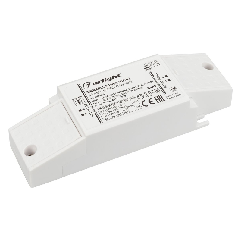 Блок питания Arlight ARJ-SP-36-PFC-Triac-INS (36W, 30-52V, 0.5-0.7A) 026058(1) в Санкт-Петербурге