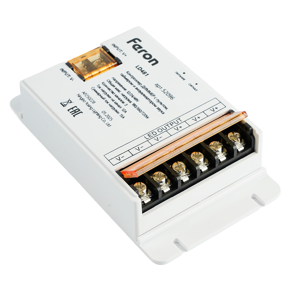 Контроллер диммер с пультом, таймером и визуализатором звука Feron LD481 12-24-48V 52096 в #REGION_NAME_DECLINE_PP#