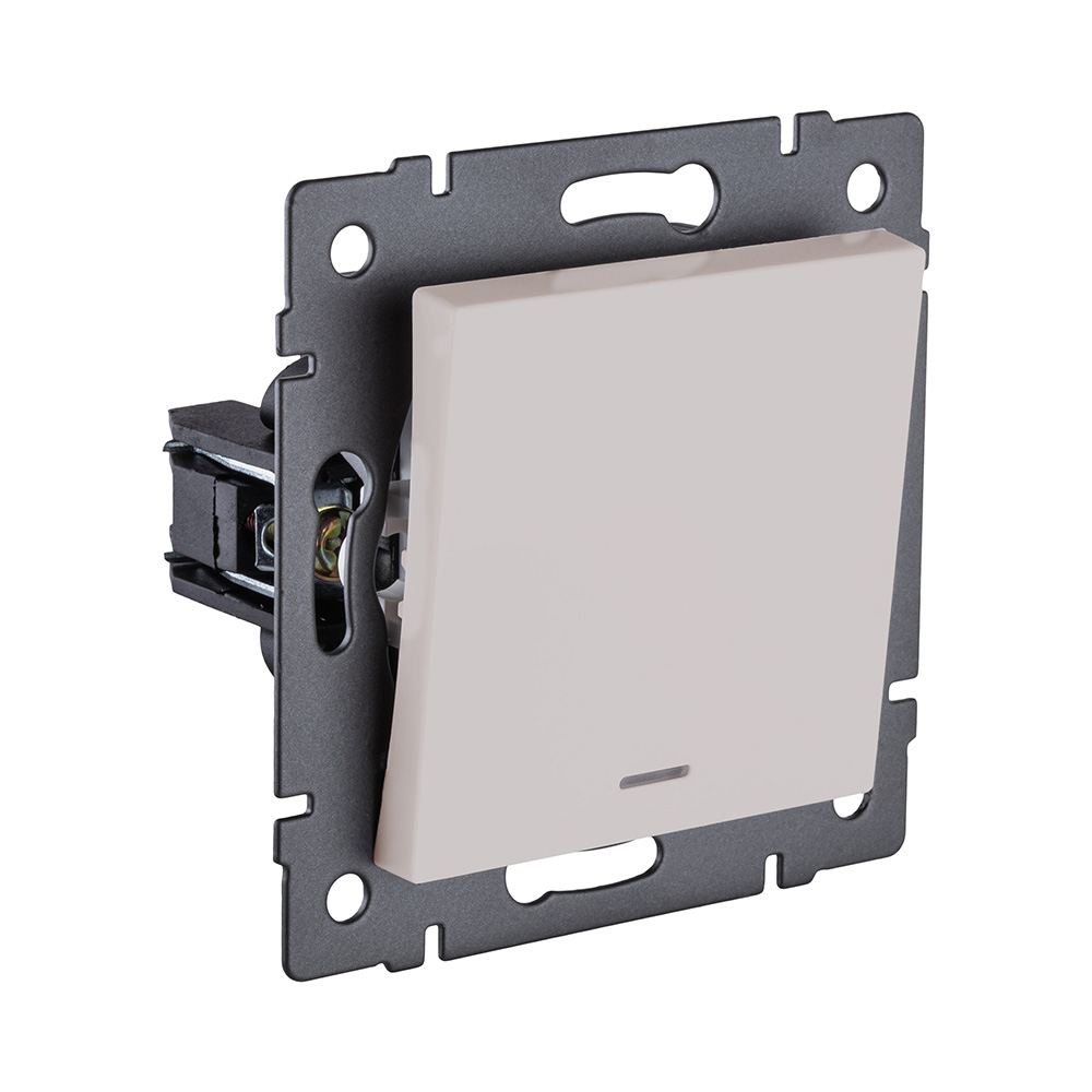 Выключатель 1-клавишный 10А/250В с LED подсветкой, кашемир матовый Kollinger REA-S-002CM для Aspekt, Eleganz, Reflex в Санкт-Петербурге