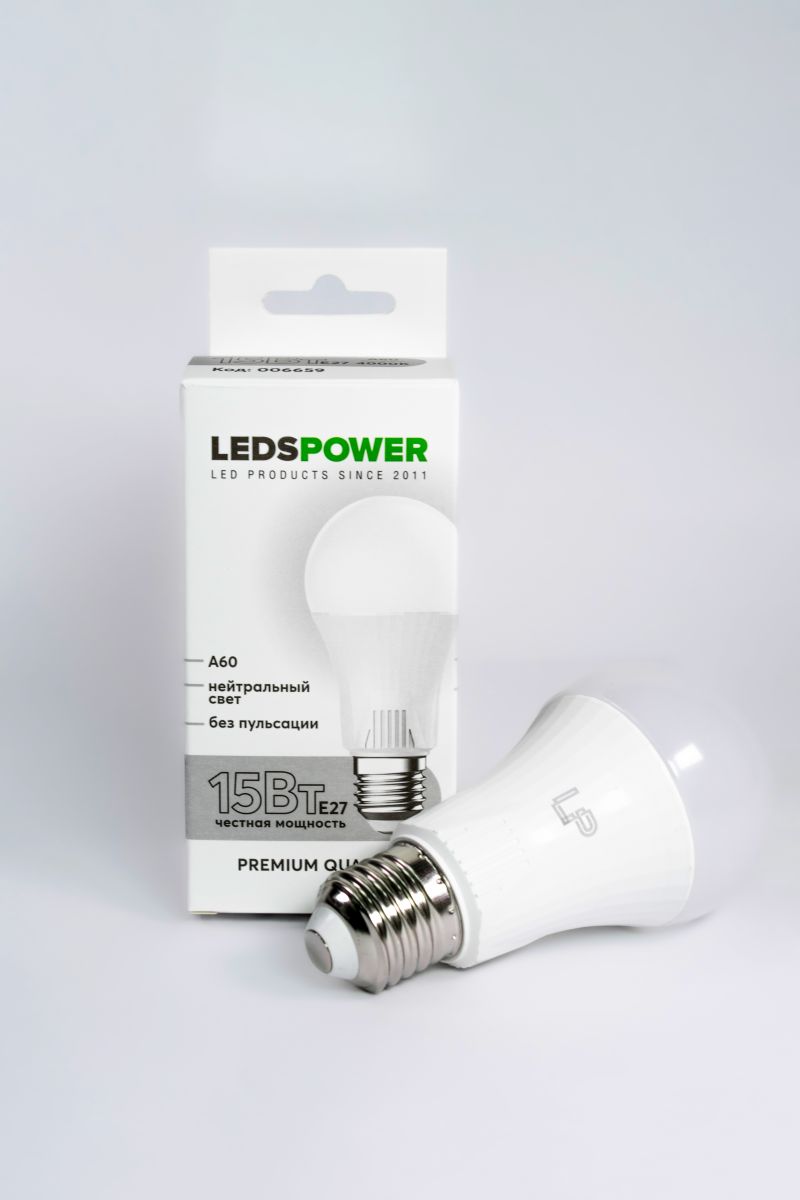 Светодиодная лампа LEDS POWER A60 E27 15Вт 4000К 006659 в Санкт-Петербурге