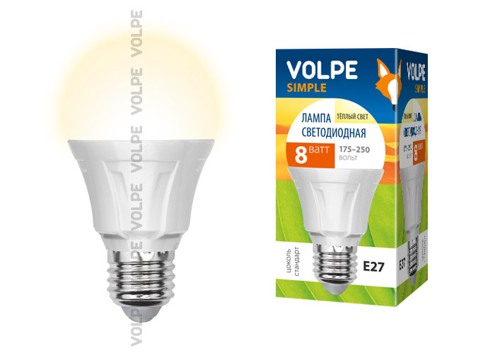 Лампа светодиодная (09438) Uniel E27 8W 3000K матовая LED-A60-8W/WW/E27/FR/S в #REGION_NAME_DECLINE_PP#