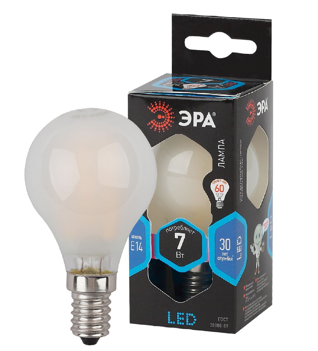Лампа светодиодная Эра E14 7W 4000K F-LED P45-7W-840-E14 frost Б0027957 в Санкт-Петербурге