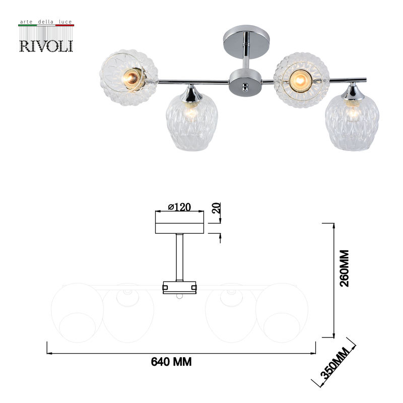 Люстра на штанге Rivoli Arlene 3139-304 Б0055389 в Санкт-Петербурге