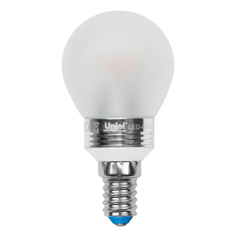 Лампа светодиодная (UL-00000801) Uniel E14 5W 3000K матовая LED-G45P-5W/WW/E14/FR ALC02SL в Санкт-Петербурге