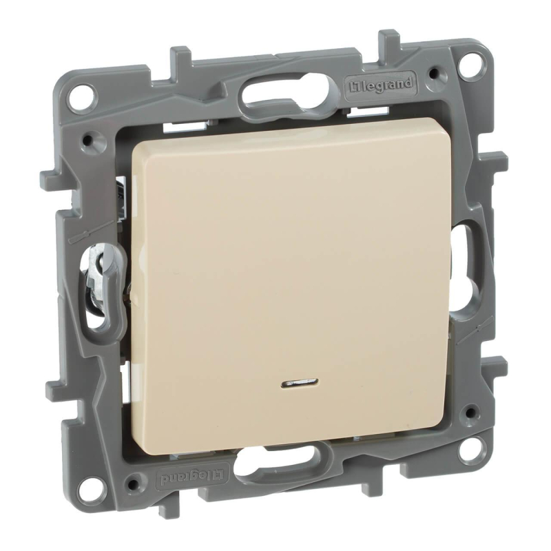 Выключатель одноклавишный Legrand Etika 10A 250V с подсветкой слоновая кость 672303 в Санкт-Петербурге