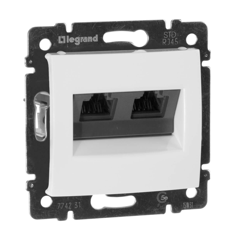 Розетка компьютерная 2хRJ45 Legrand Valena 5e кат UTP с захватами белая 774231 в Санкт-Петербурге