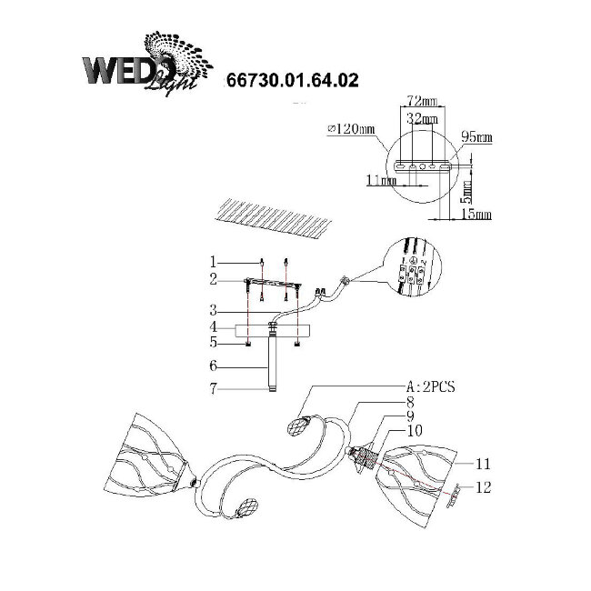 Потолочная люстра под натяжной потолок Wedo Light Tondra 66730.01.64.02 в Санкт-Петербурге