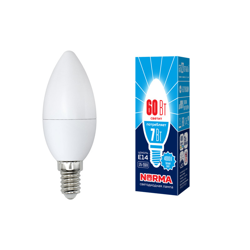 Лампа светодиодная (UL-00003795) Volpe E14 7W 4000K матовая LED-C37-7W/NW/E14/FR/NR в Санкт-Петербурге