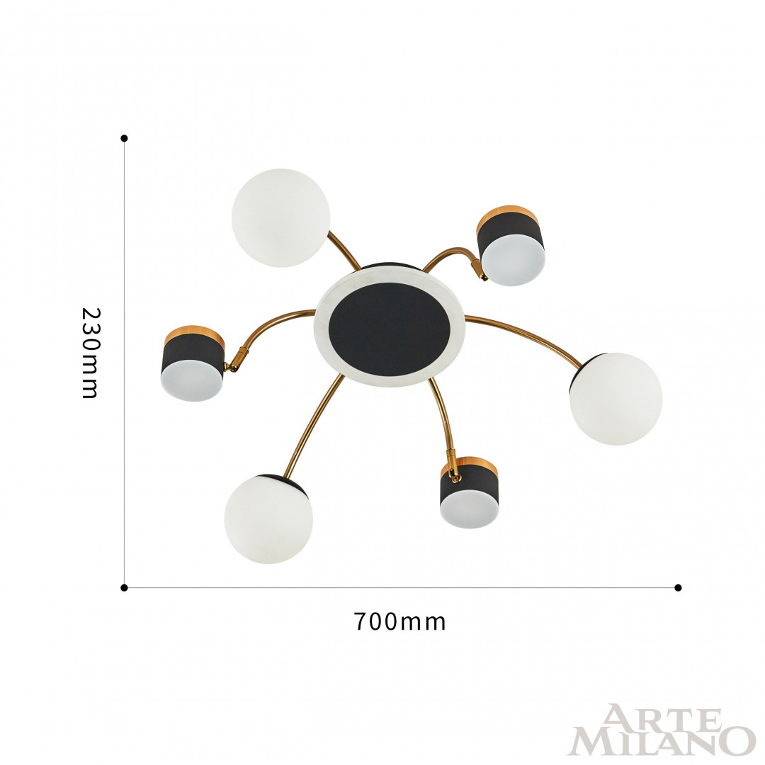 Потолочная люстра Arte Milano 272040/6 BK/GD в #REGION_NAME_DECLINE_PP#