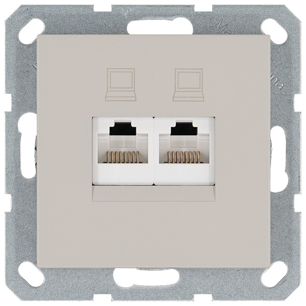 Интернет-розетка RJ45 двойная с накладкой, цвет Тауп Jasmart G6106T в Санкт-Петербурге