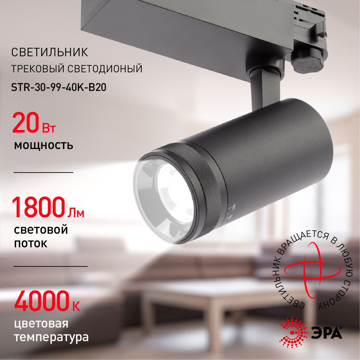 Трековый светильник ЭРА STR-30-99-40K-B20 Б0049790 в Санкт-Петербурге