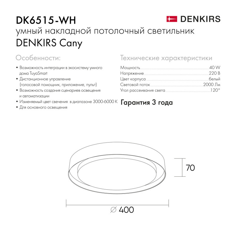 Потолочный светильник Denkirs Cany DK6515-WH в Санкт-Петербурге