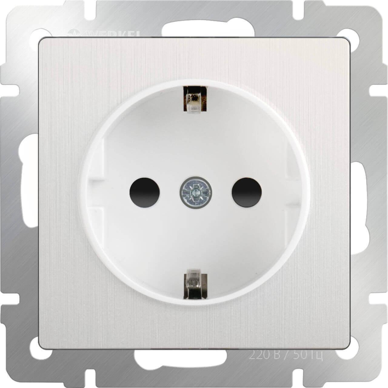 Розетка Werkel с заземлением перламутровый рифленый WL13-SKG-01-IP20 4690389124334 в Санкт-Петербурге