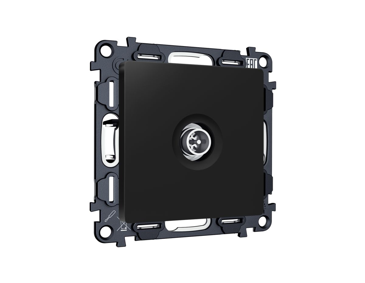 Комплект механизма TV розетки оконечной экранированной 5-1000MHz 3dB Alfa Черный матовый Quant Ambrella Volt MA813005 (AP8130, VM199) в #REGION_NAME_DECLINE_PP#