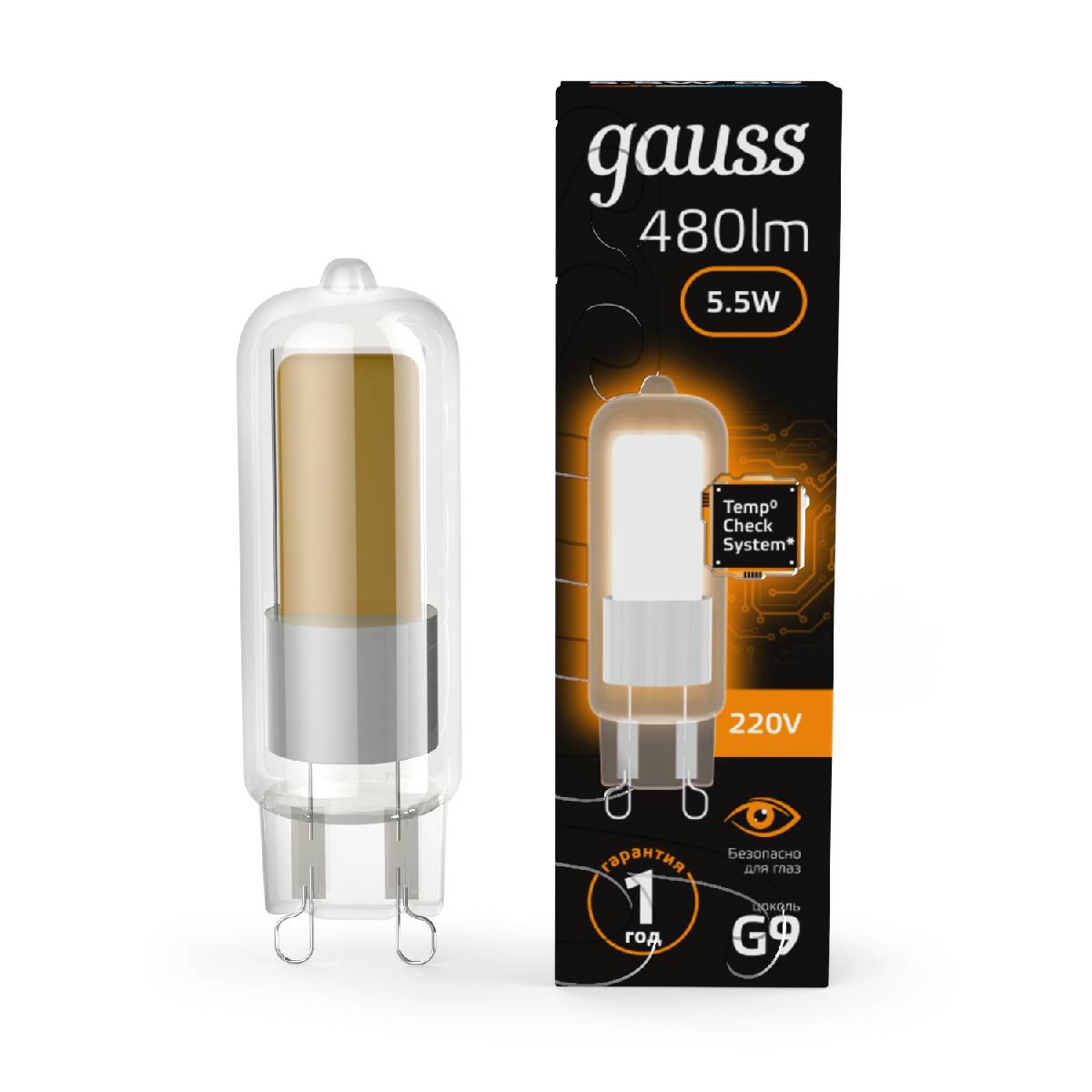 Лампа светодиодная Gauss G9 5.5W 3000K прозрачная 107809105 в #REGION_NAME_DECLINE_PP#