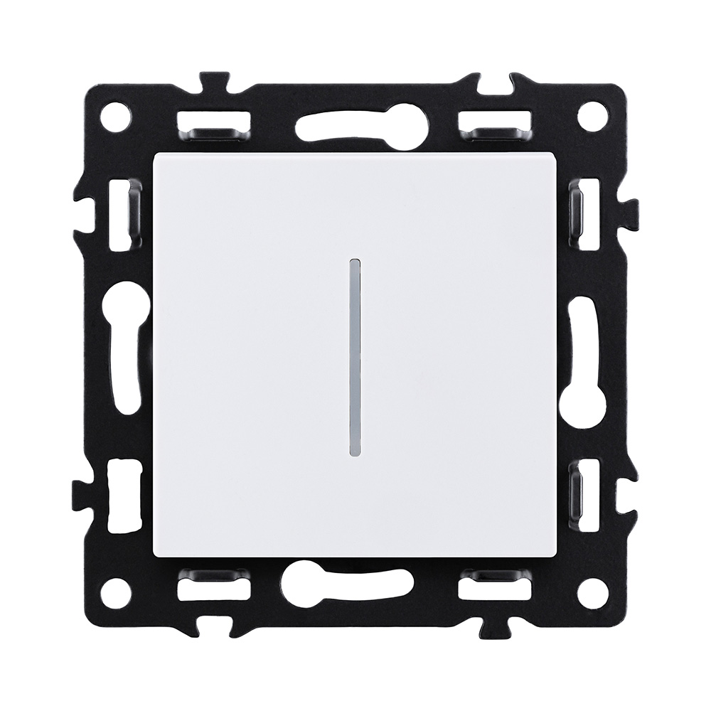 Выключатель 1-клавишный 10А/250В с LED подсветкой, белый Kollinger Asthetik AS-007WH в #REGION_NAME_DECLINE_PP#