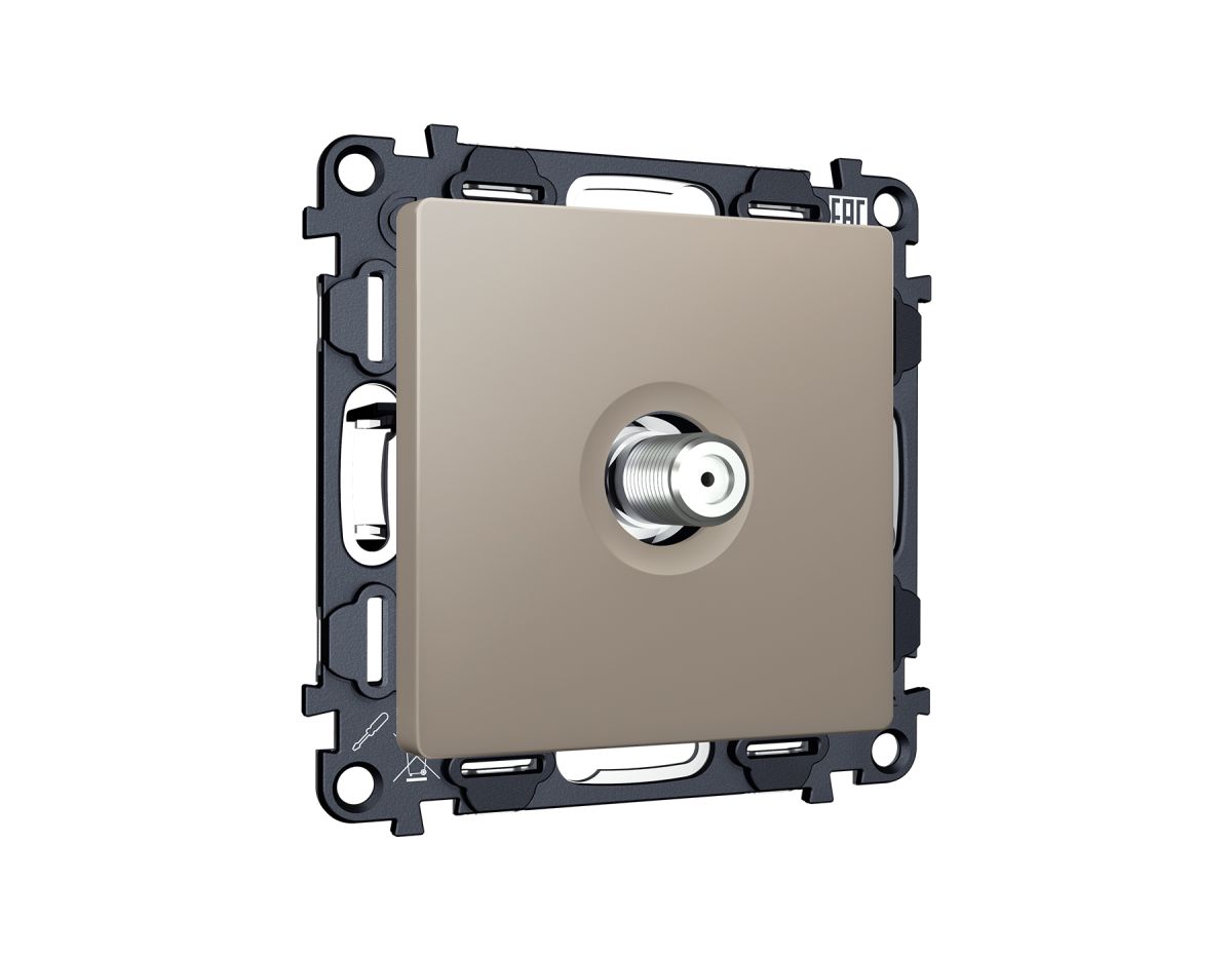 Комплект механизма TV розетки SAT 5-2400MHz 3.5dB Alfa Серо-бежевый матовый Quant Ambrella Volt MA373050 (AP3730, VM215) в #REGION_NAME_DECLINE_PP#