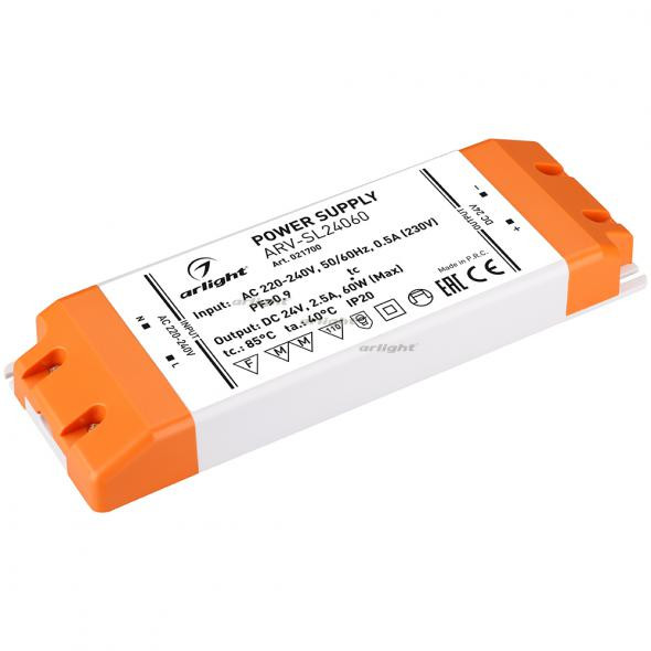 Блок питания Arlight ARV-SL24060 (24V, 2.5A, 60W, PFC) 021700 в Санкт-Петербурге