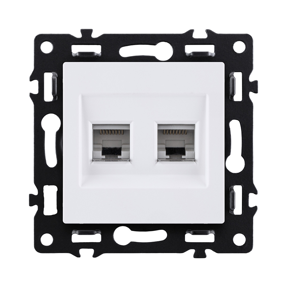 Розетка двойная Ethernet RJ45 Cat.6, белый Kollinger Asthetik AS-018WH в #REGION_NAME_DECLINE_PP#