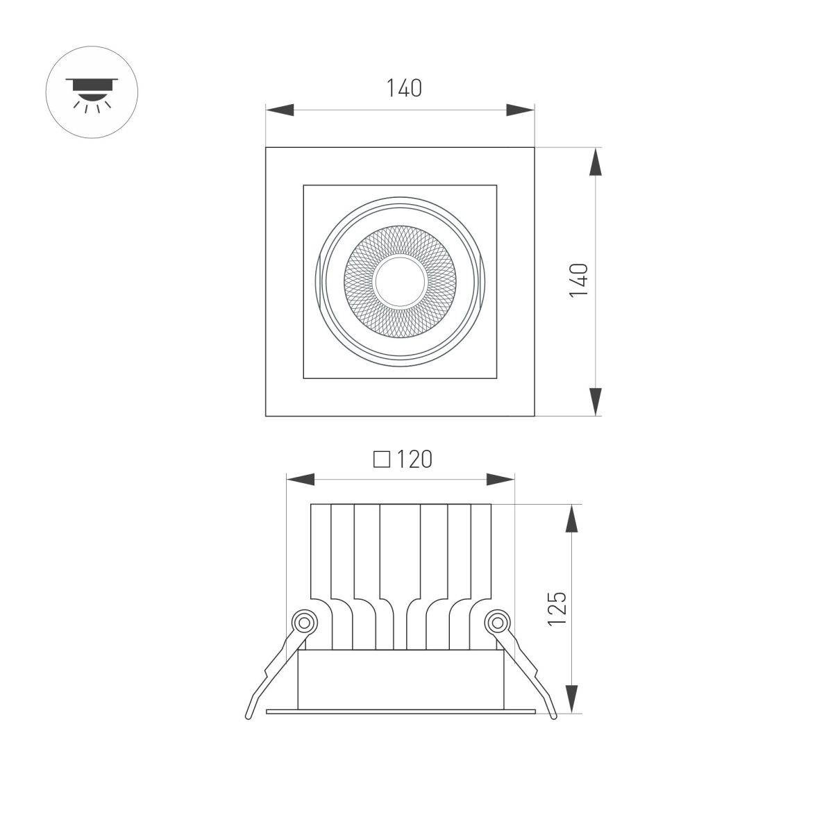Встраиваемый карданный светильник Arlight MS-VORTEX-BUILT-S140x140-30W Day4000 (WH-WH, 17 deg, 230V) (IP20 Металл) 057921 в Санкт-Петербурге