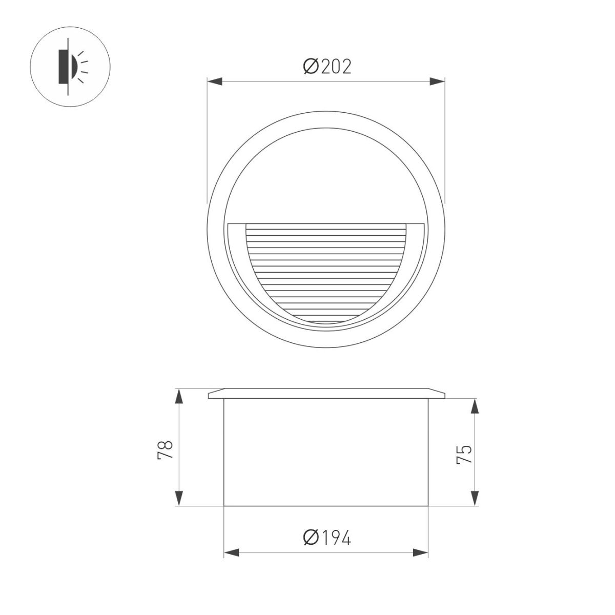 Светильник для ступеней Arlight LTD-RIBONIK-R202-8W Warm3000 (Черный, 50 deg, 230V) (IP65 Металл) 062916 в Санкт-Петербурге