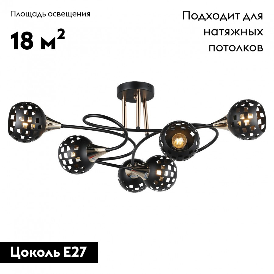 Потолочная люстра IMEX MD.19074-6-S-BK+FGD в #REGION_NAME_DECLINE_PP#