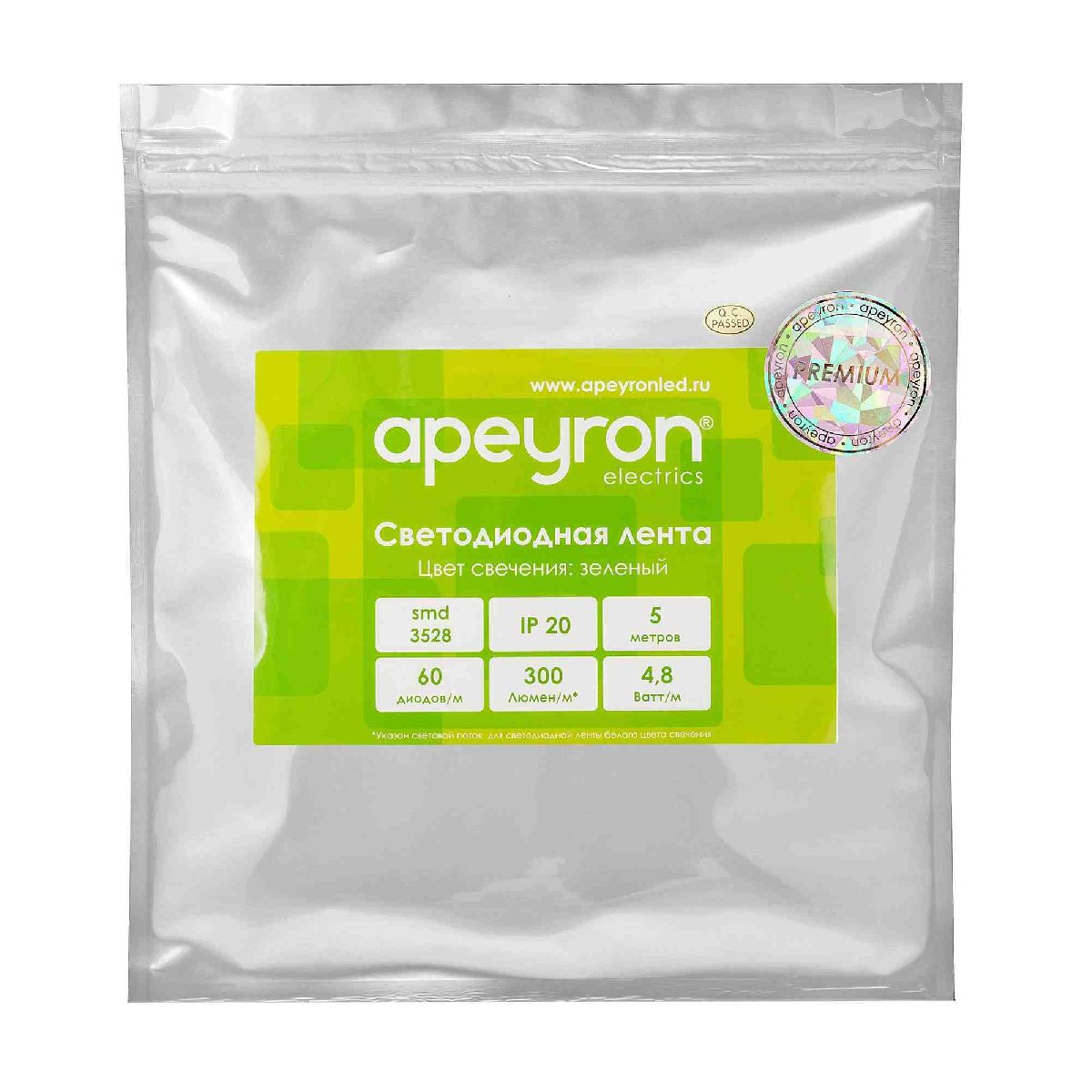 Светодиодная лента Apeyron 12В 3528 4,8Вт/м зеленый 5м IP20 00-434 в #REGION_NAME_DECLINE_PP#