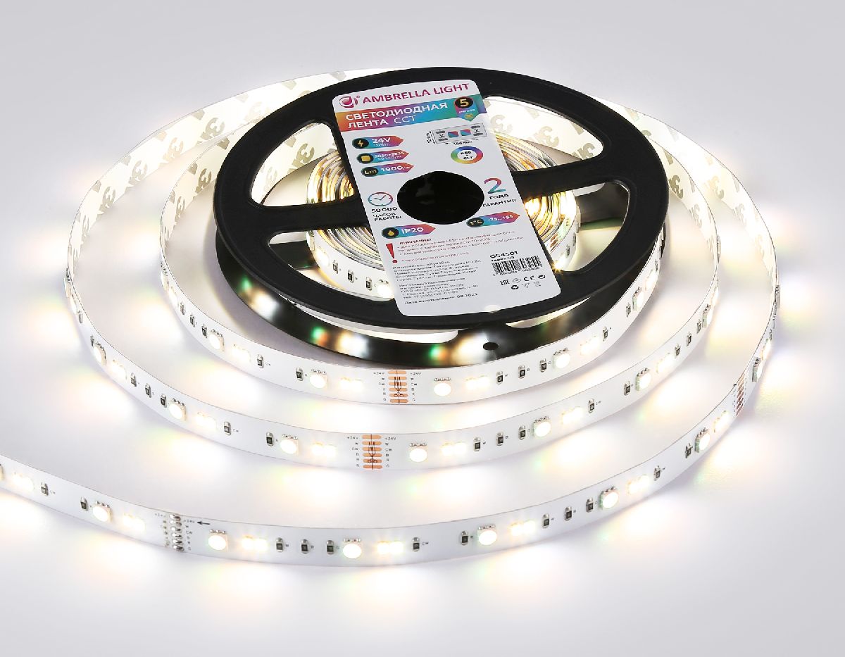 Светодиодная лента Ambrella Light LED Strip 24В 5050+2835 13Вт/м RGB+3000-6500K 5м IP20 GS4501 в #REGION_NAME_DECLINE_PP#